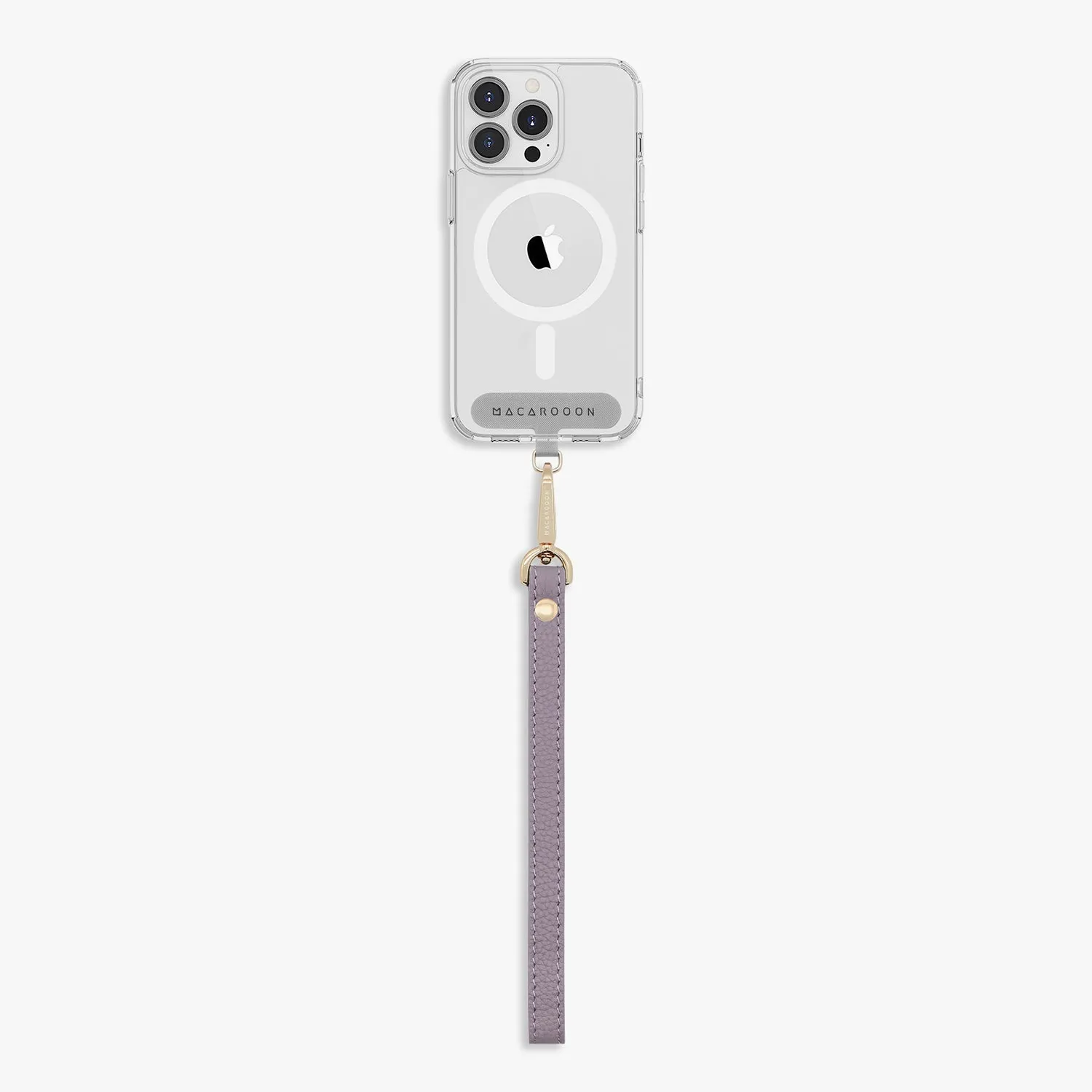 iPhone 15 Pro Max Clear Case with Wrist Leather Strap