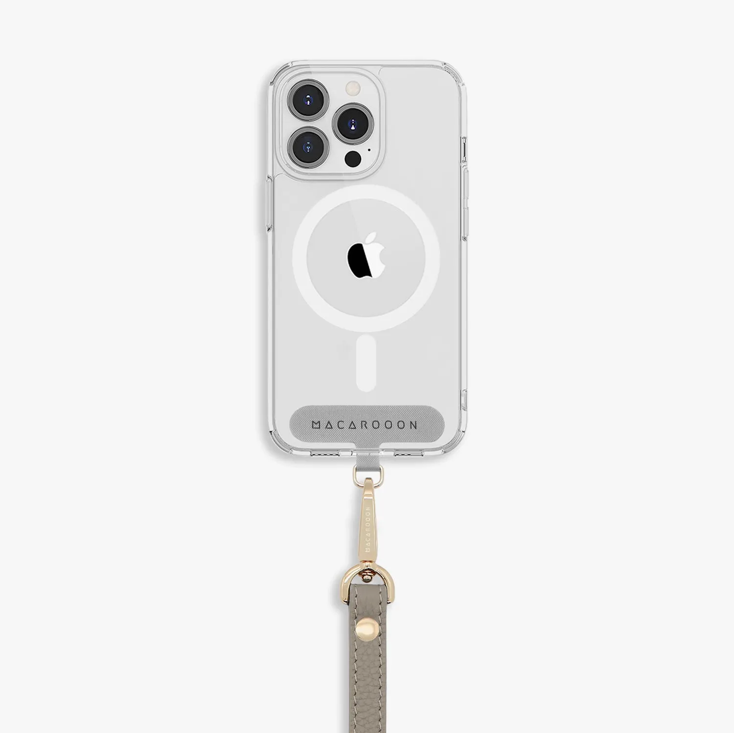 iPhone 15 Pro Max Clear Case with Wrist Leather Strap