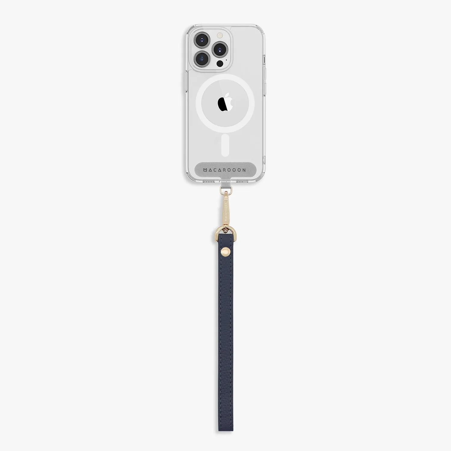iPhone 15 Pro Max Clear Case with Wrist Leather Strap