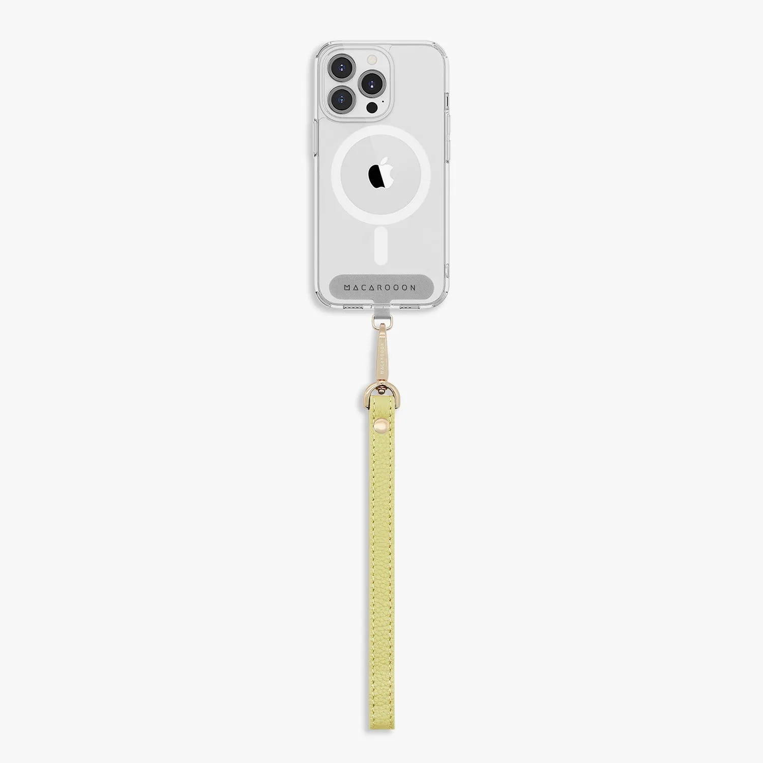 iPhone 15 Pro Max Clear Case with Wrist Leather Strap