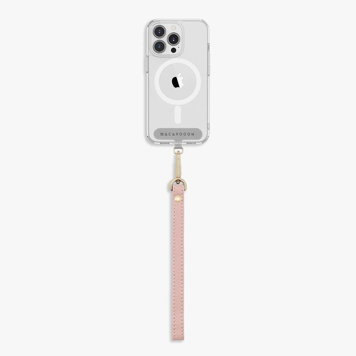iPhone 15 Pro Max Clear Case with Wrist Leather Strap