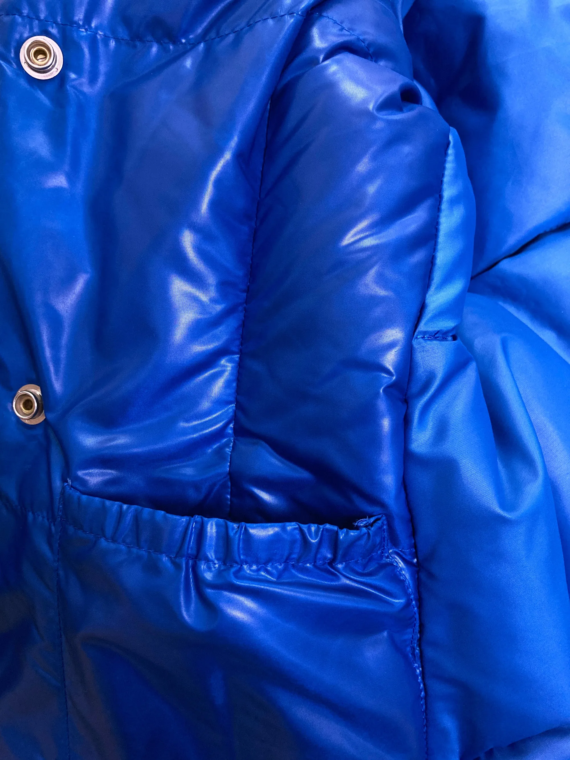 Junya Watanabe AW2004 electric blue polyester distorted down puffer jacket - S