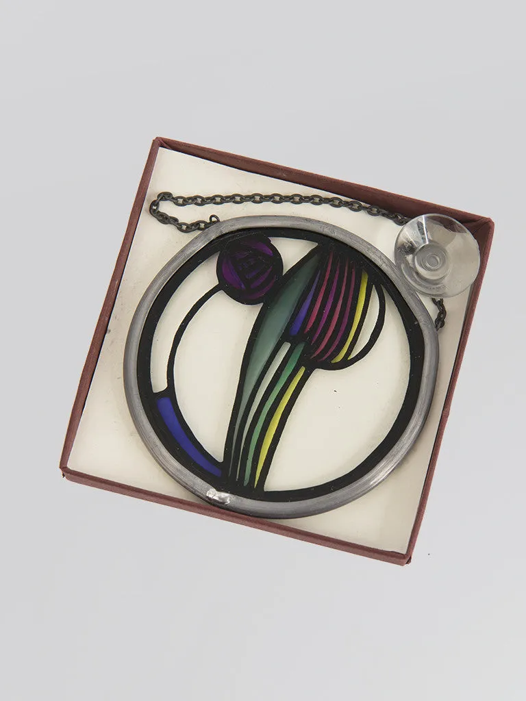 Mackintosh Rose Stained Glass Roundel - Mauve
