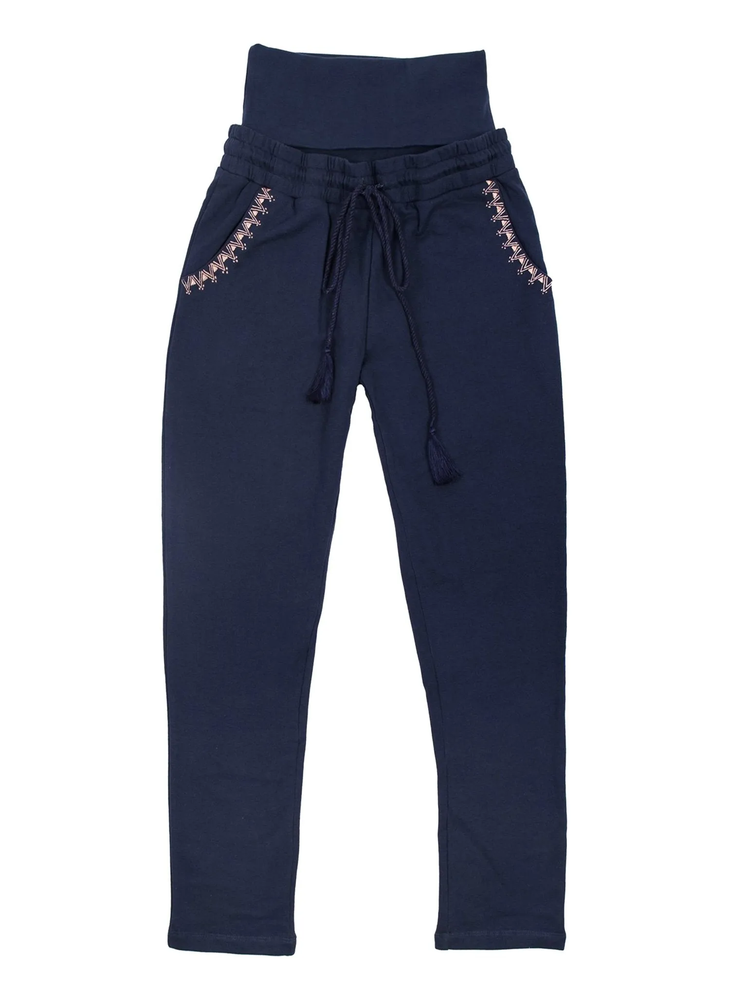Maternity Embroidered Pants - Navy