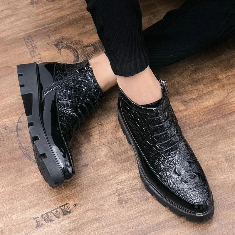 Men's Casual Leather Ankle Boots: Chelsea Dress Shoes HZ136