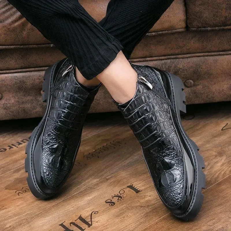 Men's Casual Leather Ankle Boots: Chelsea Dress Shoes HZ136