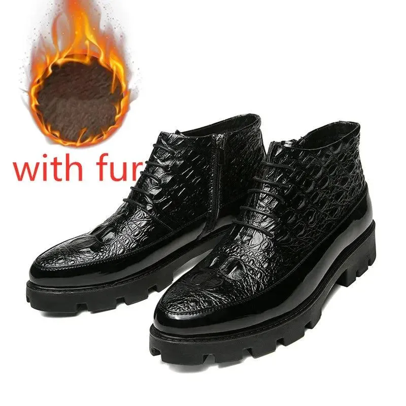 Men's Casual Leather Ankle Boots: Chelsea Dress Shoes HZ136