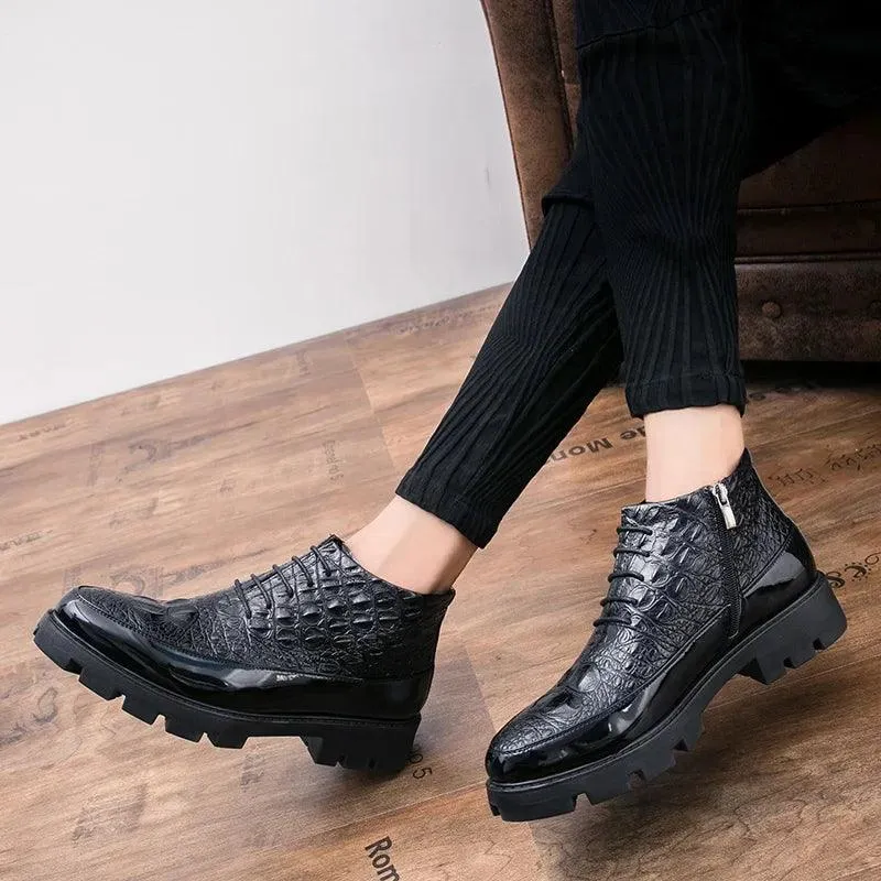 Men's Casual Leather Ankle Boots: Chelsea Dress Shoes HZ136
