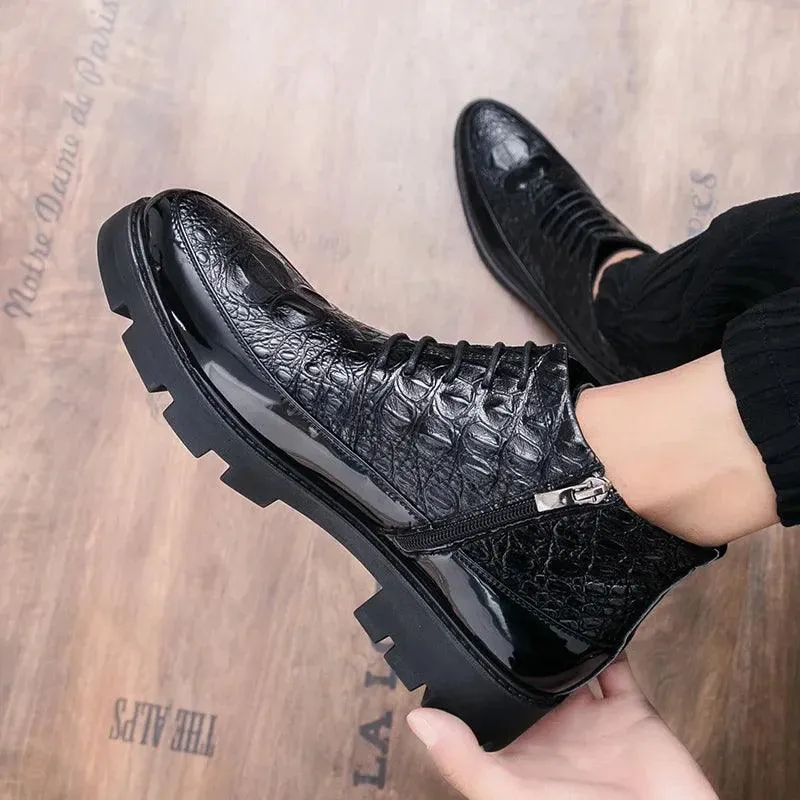 Men's Casual Leather Ankle Boots: Chelsea Dress Shoes HZ136