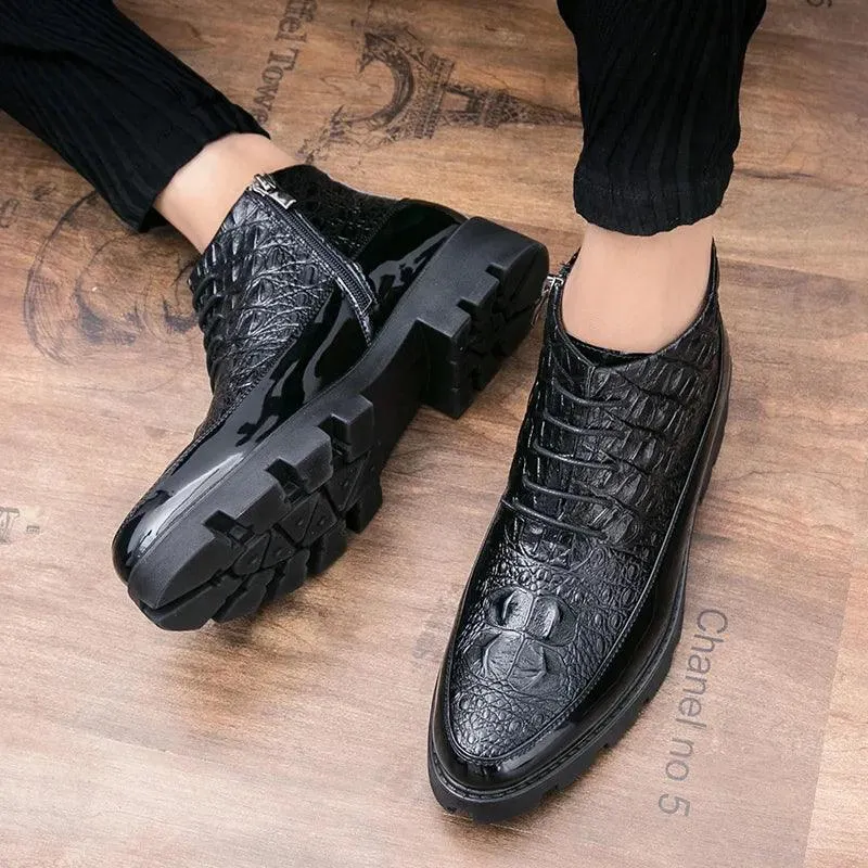 Men's Casual Leather Ankle Boots: Chelsea Dress Shoes HZ136