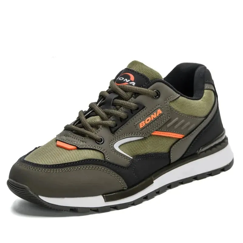 Men's Cotton Round Toe Lace-up Closure Sports Wear Sneakers