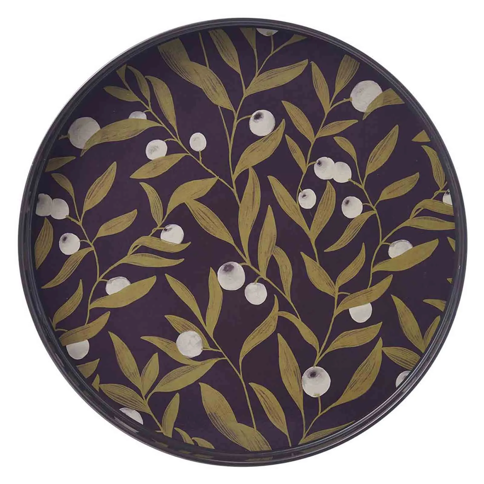 Olive Time 15 Inch Round Tray