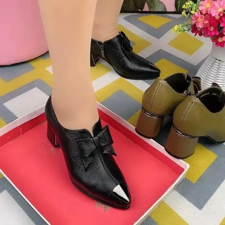 Pumps Women's Casual Shoes GRCL0148 Leather Square High Heels