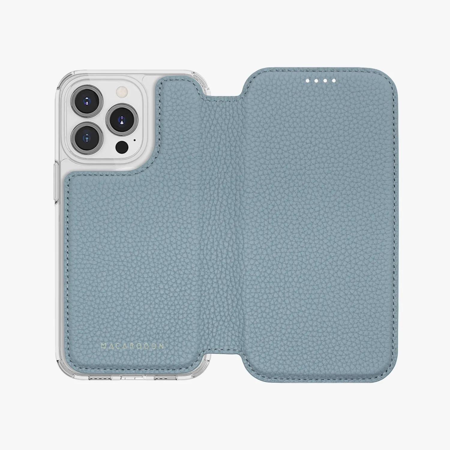 Sleek iPhone 14 MagSafe Leather Flip Cover with Clear Case