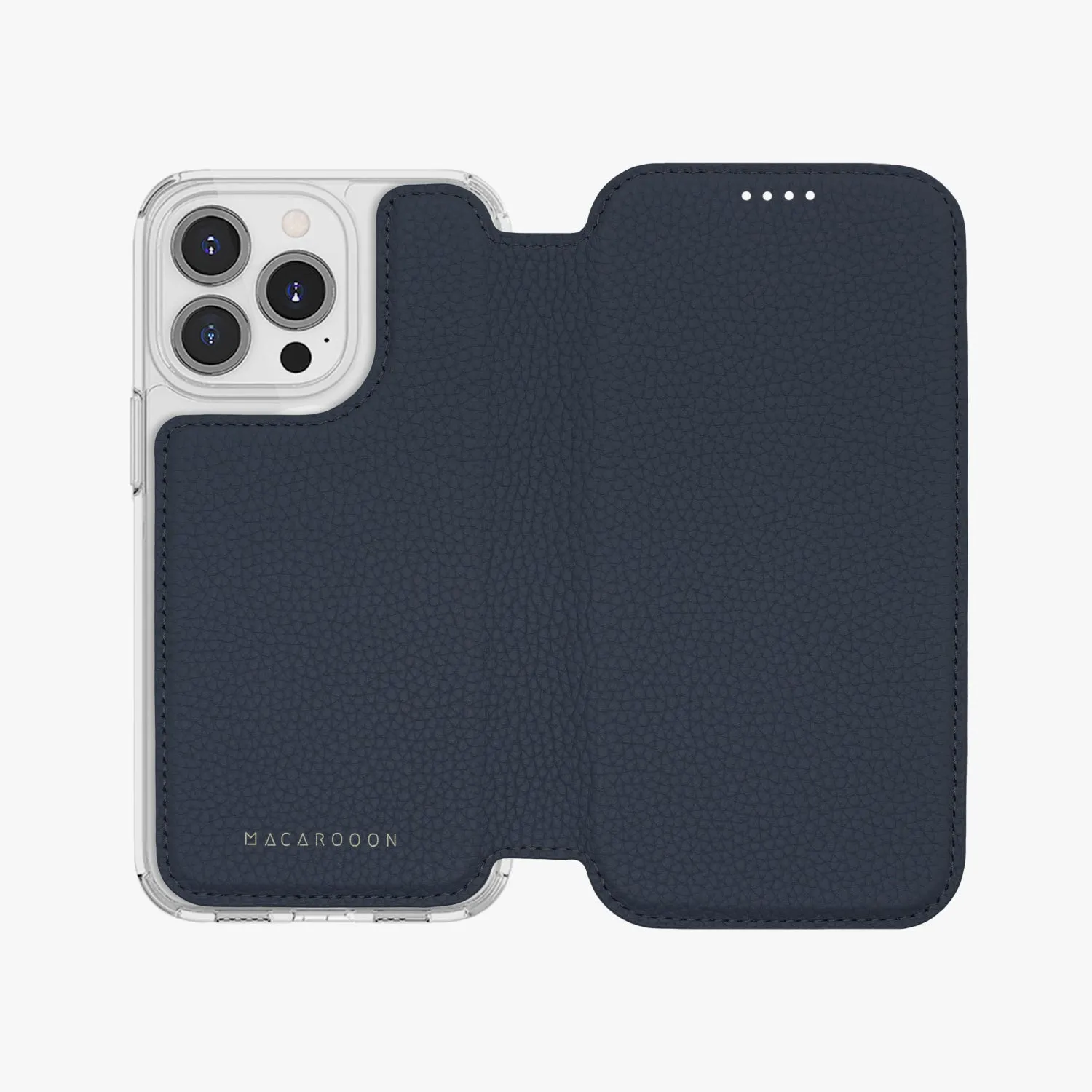 Sleek iPhone 14 MagSafe Leather Flip Cover with Clear Case