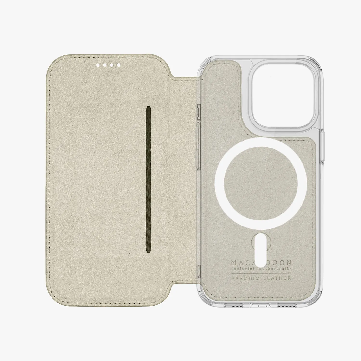 Sleek iPhone 14 MagSafe Leather Flip Cover with Clear Case