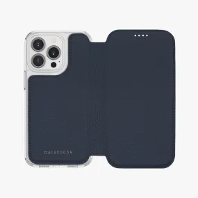 Sleek iPhone 14 MagSafe Leather Flip Cover with Clear Case