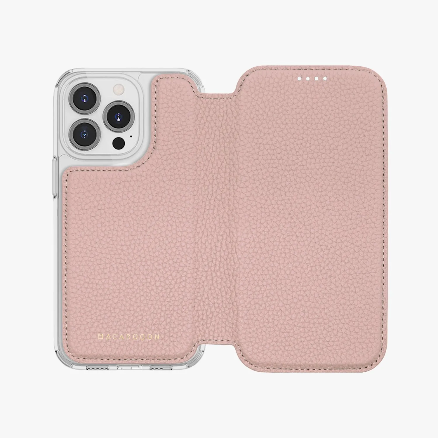 Sleek iPhone 14 MagSafe Leather Flip Cover with Clear Case