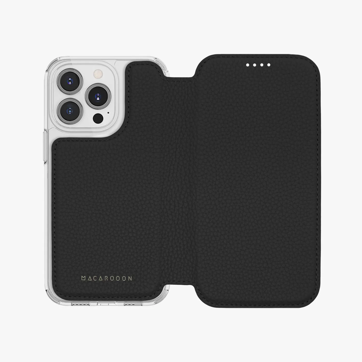 Sleek iPhone 14 MagSafe Leather Flip Cover with Clear Case
