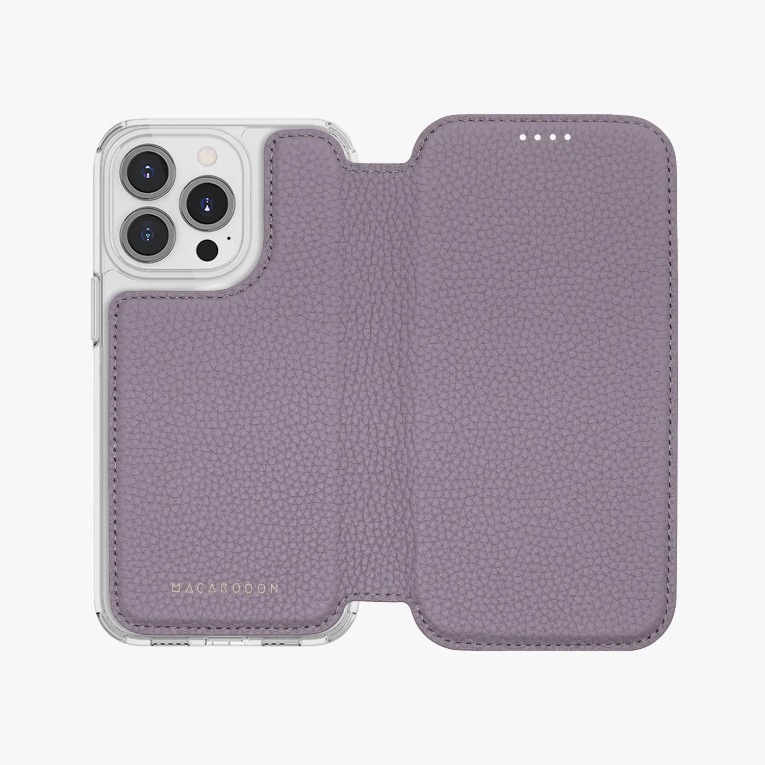 Sleek iPhone 14 MagSafe Leather Flip Cover with Clear Case