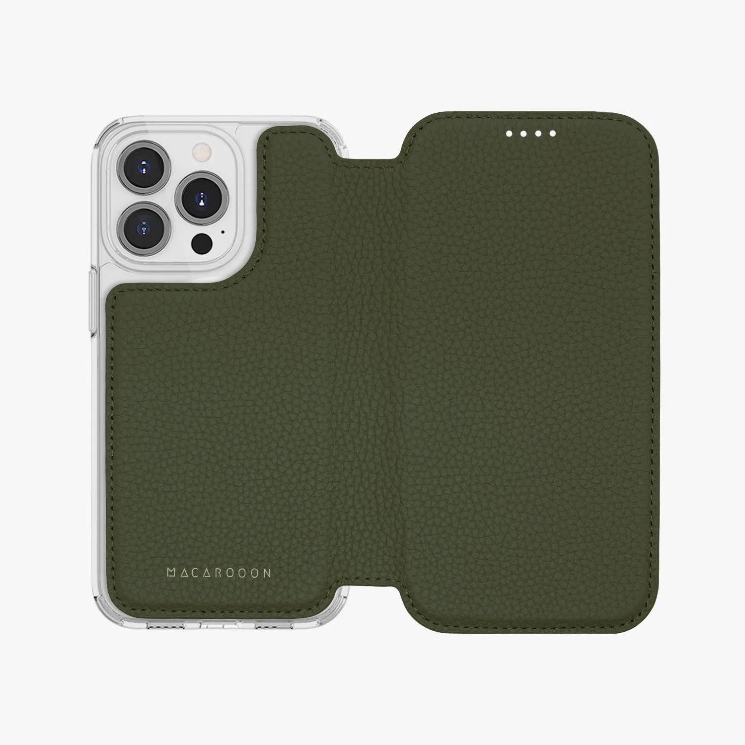 Sleek iPhone 14 MagSafe Leather Flip Cover with Clear Case