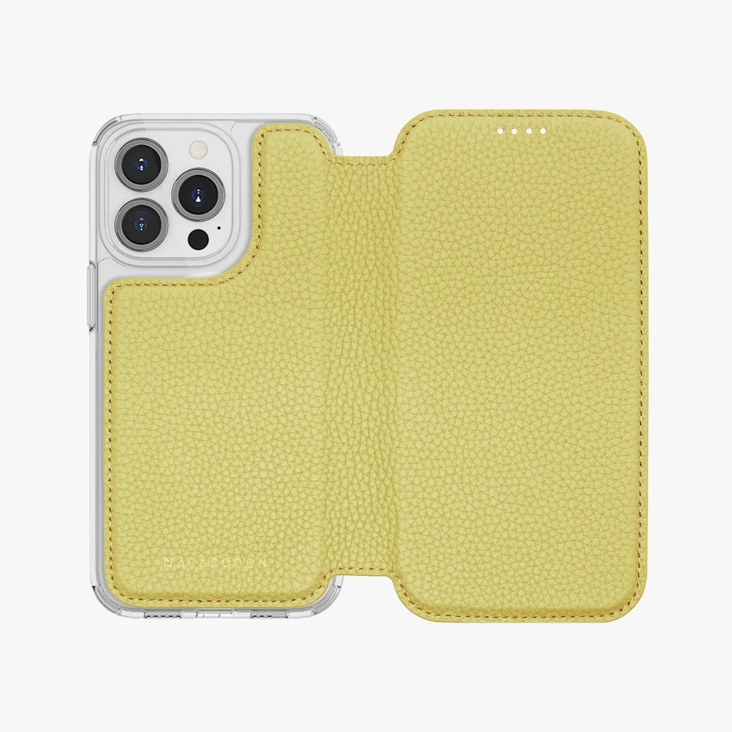 Sleek iPhone 14 MagSafe Leather Flip Cover with Clear Case