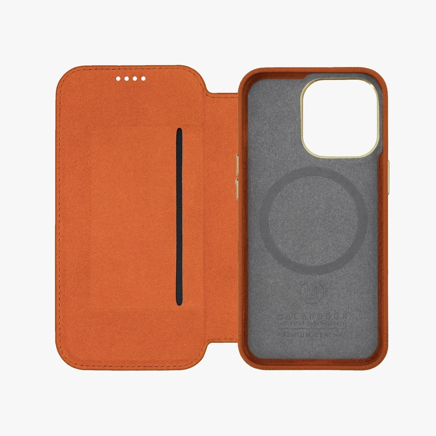 Sleek iPhone 14 Pro Max MagSafe Leather Flip Cover with Leather Case