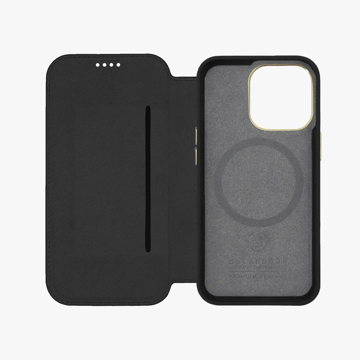 Sleek iPhone 14 Pro Max MagSafe Leather Flip Cover with Leather Case
