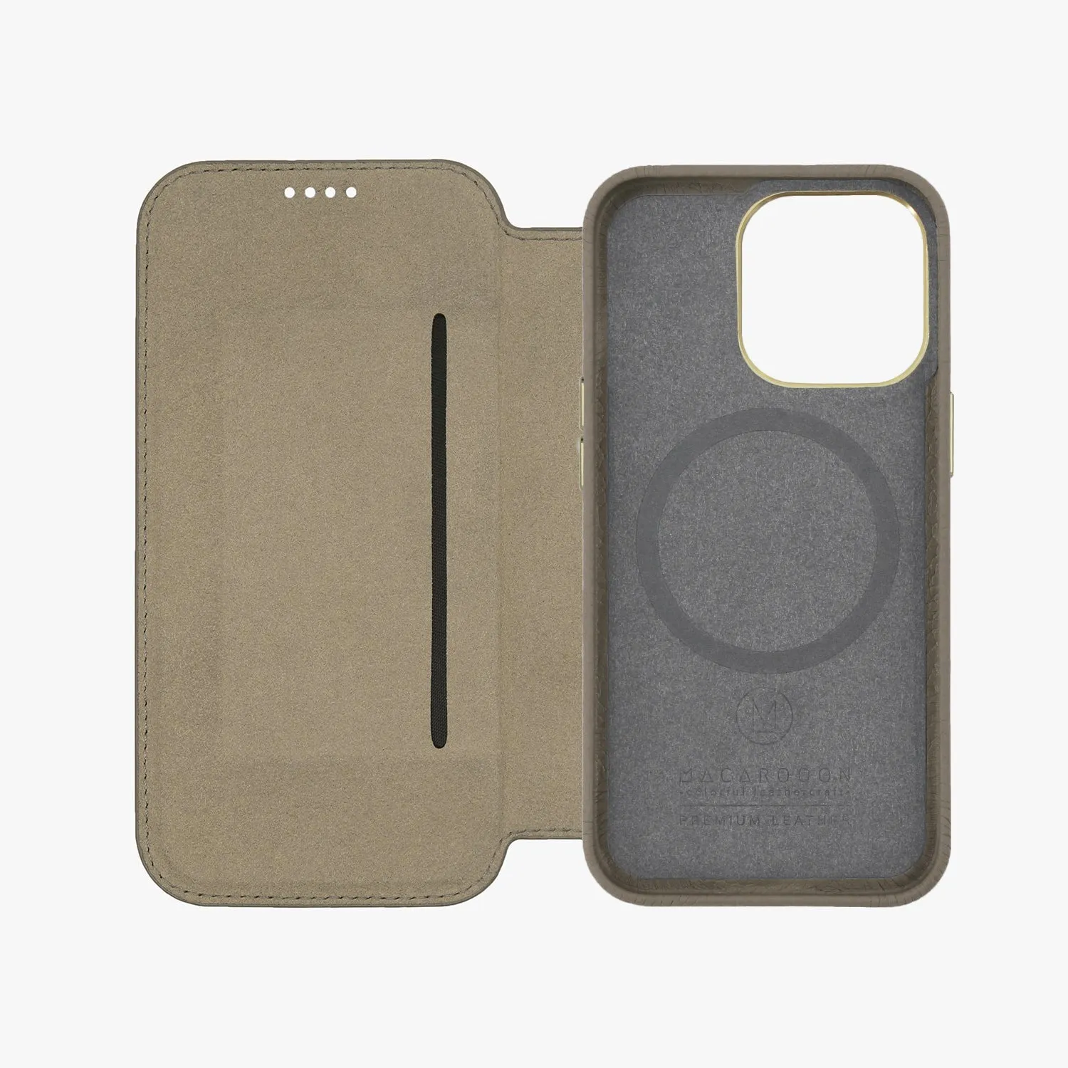 Sleek iPhone 14 Pro Max MagSafe Leather Flip Cover with Leather Case