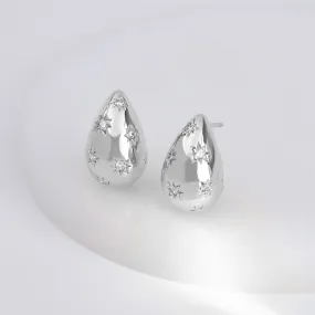 Teardrop Constellation Silver 20mm Stud Earrings
