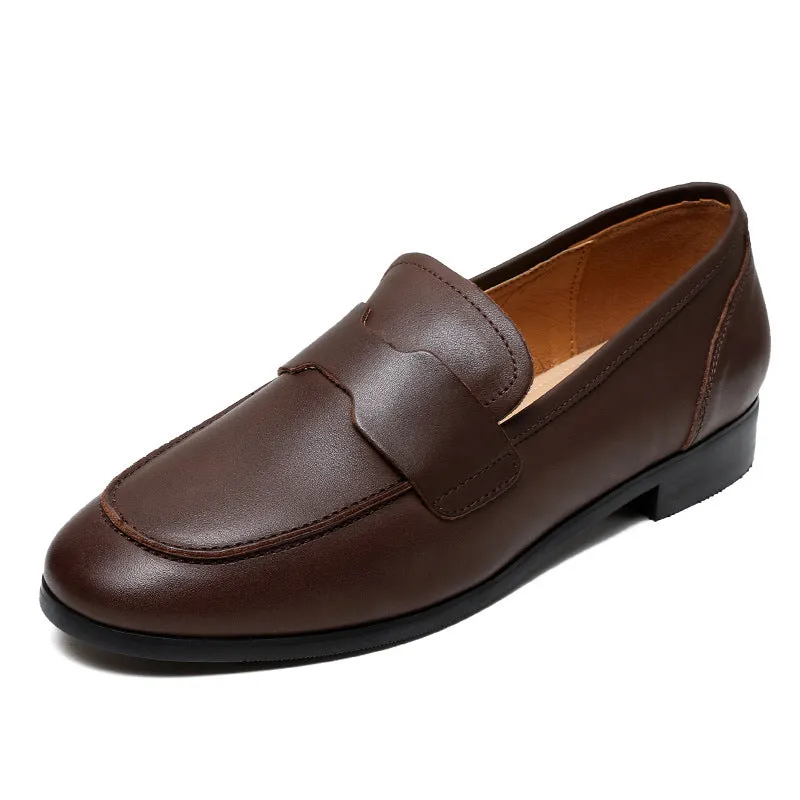 Women Retro Solid Leather Flat Casual Work Loafers